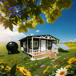 Grande maison conteneur extensible de 40 pieds et 20 pieds, 2 à 3 chambres, cuisine, maison préfabriquée en acier pliable avec terrasse - Product Image 1