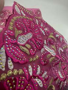 Accessoires de vêtements africains pour bricolage Broderie <span class=keywords><strong>DMC</strong></span> Fleur Organza Dentelle Décoration Polyester coloré Tissu à coudre - Product Image 5