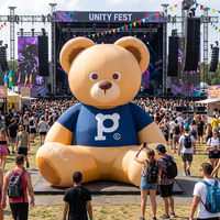Ours en peluche gonflable personnalisé 360°, grande sculpture gonflable en forme d'ours avec T-shirt imprimé pour festivals et événements