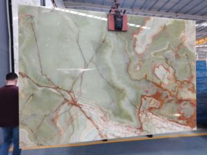 SHIHUI fabrika doğal mermer plakalar yeşil oniks taş grafik tasarım 3D modeli tasarım masa banyo duvar oniks fayans için cilalı - Product Image 2