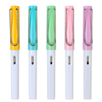 Stylo plume transparent de luxe pour étudiants, 0,5 mm, pour une posture correcte, pratique de la calligraphie, écriture, stylo rigide remplaçable