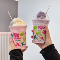 Gobelets à café froids jetables personnalisés, écologiques, en plastique, avec couvercles, qualité alimentaire, pour fêtes, en PET