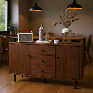 Aparador retro de madera marrón con cajones para cocina, barra de café, muebles para el hogar - Product Image 2