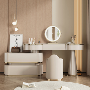 Juego <span class=keywords><strong>de</strong></span> Muebles Modernos para Dormitorio Tocador <span class=keywords><strong>de</strong></span> Maquillaje Iluminado <span class=keywords><strong>con</strong></span> <span class=keywords><strong>Espejo</strong></span> y Cajones <span class=keywords><strong>de</strong></span> Madera para Uso en Apartamentos - Product Image 2