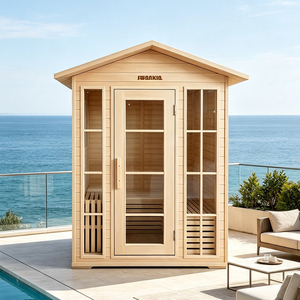 Sauna da Giardino <span class=keywords><strong>in</strong></span> Legno per 4 Persone |   Cabina Sauna Impermeabile con Tetto a Falda - Product Image 3