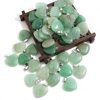 Liontin Batu Kristal Alami Bentuk Hati, Liontin Aventurine Hijau 20Mm untuk Membuat Perhiasan