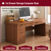Bureau d'ordinateur moderne avec tiroirs et rangement, bureau de bureau à domicile 120x60x75cm avec serrure pour chambre à coucher, meubles