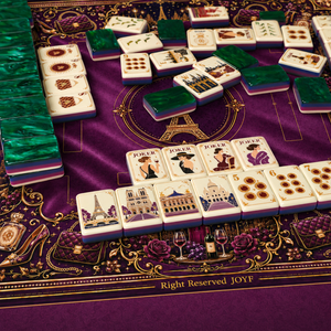 Prix de gros : Élégant <span class=keywords><strong>jeu</strong></span> de Mahjong Paris Reverie, tuiles en acrylique à 4 couches avec dos vert et tapis de Mahjong assorti - Product Image 4