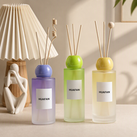 Bouteille diffuseur de parfum en verre transparent cylindrique de 150 ml, 200 ml, 400 ml, base épaisse, conteneur d'aromathérapie vide avec logo personnalisé
