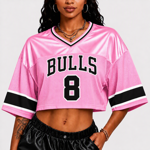 T-shirt Wilson <span class=keywords><strong>Chicago</strong></span> <span class=keywords><strong>Bulls</strong></span> pour femme, personnalisable avec nom et numéro, tenue de sport décontractée Y2K, coupe ample et épaules tombantes - Product Image 6