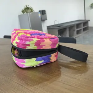 Sacola de higiene pessoal com estampa personalizada em toda a lona de algodão para cosméticos de designer com estampa grande