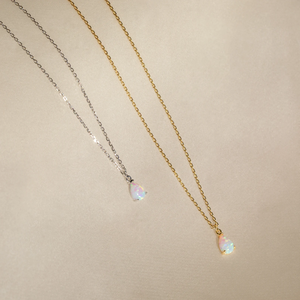 Raffinata Collana Multistrato in Oro 18K <span class=keywords><strong>e</strong></span> Argento 925 con Pendente a Goccia in Opale, Catena a Scatola, Forma a Goccia d'Acqua per Occasioni di Festa - Product Image 2