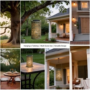Lámpara <span class=keywords><strong>Solar</strong></span> de Exterior con Diseño de Hojas Huecas, Impermeable, LED Decorativa, Colgante, para Jardín, Patio, Camino - Product Image 5