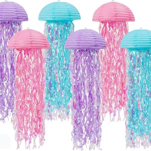 Farol de Papel Semicircular con Forma de Medusa Arcoíris, Decoración Colgante con Temática Oceánica, Degradado de Color, para Fiestas de Cumpleaños Infantiles - Product Image 5
