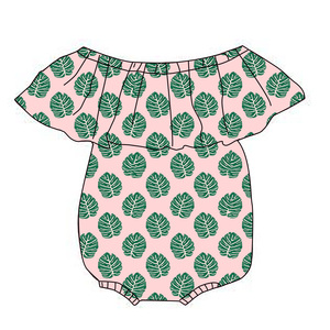 Ga-16 Stock Mono de algodón puro estampado para bebé niña, con diseño de leopardo, tipo top sin mangas, estilo Hawaiano, con encaje de doble capa - Product Image 1