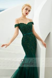 ASA35338 abiti da ballo a sirena in pizzo con spalle scoperte abiti da notte con applicazioni in rilievo con paillettes per donna - Product Image 3