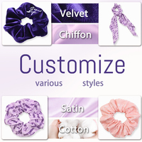 CHENGHE Ins Élastiques Chouchous en Satin Violet Personnalisables avec Logo Motif Chouchous Cheveux Accessoire Chouchous en Soie Imprimée
