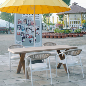 Outdoor Nordic Aluminum Alloy Telescopic <b>Dining</b> Table and Chair Set for 6 Garden Balcony Patio Use - Product Image 4