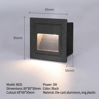 Lumière d'escalier LED à détecteur de mouvement PIR, étanche IP65, encastrée, pour extérieur, en aluminium, 3W, 3000K, blanc chaud, 120° de faisceau, CRI95
