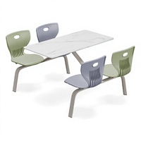 Ensemble de table et de chaises de salle à manger en plastique au design minimaliste moderne, 4 places, pour cafétéria, restaurant, école