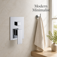 Mitigeur de douche encastré moderne en chrome, robinet de douche carré en laiton avec inverseur et poignée pour hôtel de luxe