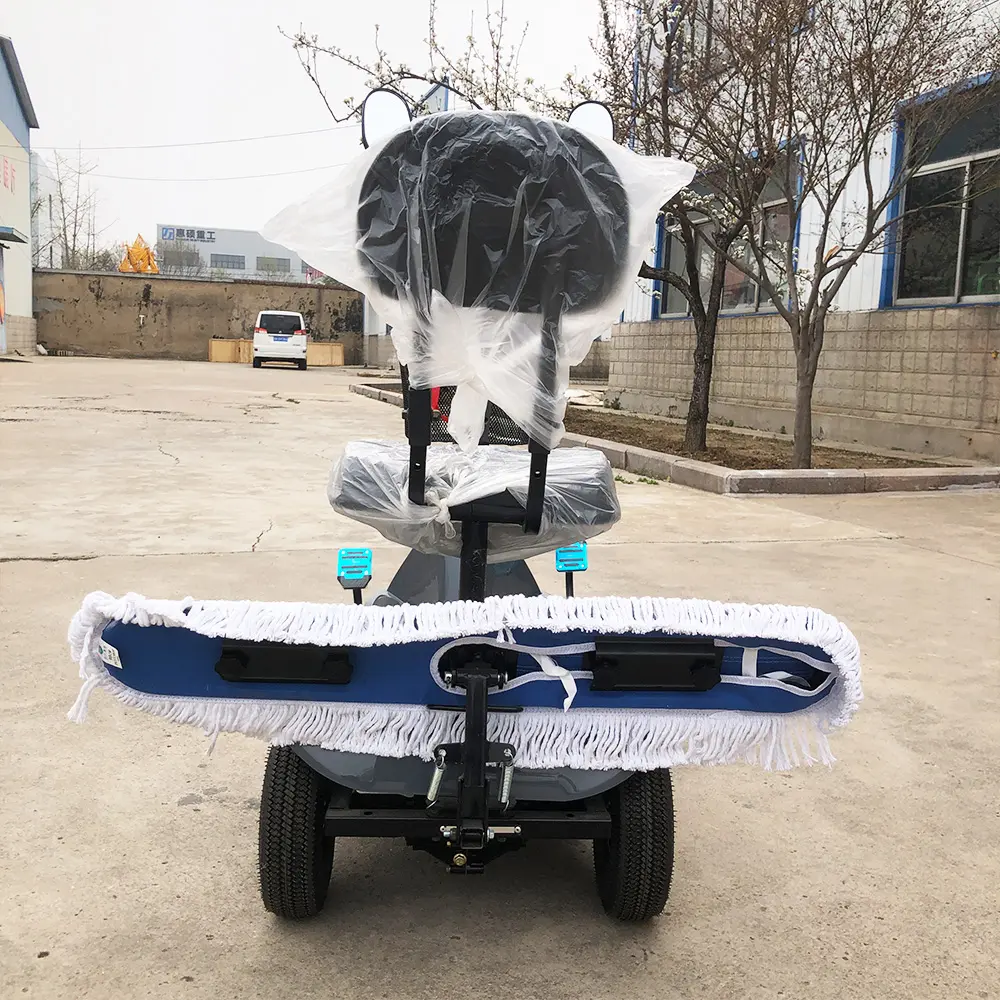 Driving Electric Floor Cleaning Mobility Scooter With Pushing Driving Mop 3 Wheel Dust Cart