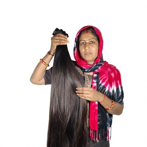 Extensiones de cabello humano indio, extensiones de cabello humano indio alineado con cutícula, paquete de templo recto largo natural 100% - Product Image 1