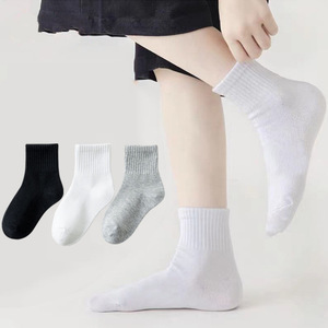 Chaussettes pour enfants : Chaussettes blanches à la cheville, chaussettes respirantes mi-mollet, chaussettes d'école pour garçons et filles - Product Image 3