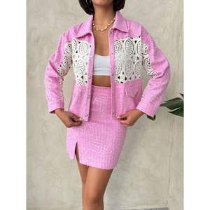 Chaqueta Reversible de Satén y Mezclilla para Otoño, con Detalles de Encaje, Logotipo Personalizado, Talla Grande 3XL para Damas y Chicas, Piel de Oveja, Poliéster - Product Image 4