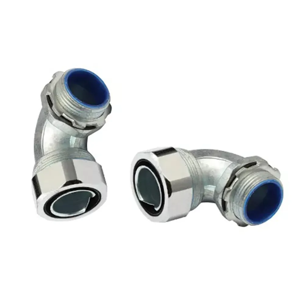 Elbow 45/90 derajat Zinc Alloy logam kuningan fleksibel konduit siku konektor grosir