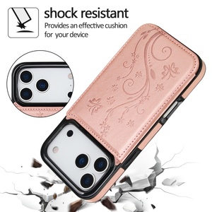 Nuovo Design in rilievo con fiore in pelle sintetica <span class=keywords><strong>Cover</strong></span> posteriore per <span class=keywords><strong>iPhone</strong></span> 17 Air 15 16 Pro Max custodie per schede in pelle incidibile - Product Image 2