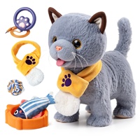 Jouet interactif électrique Tumama pour enfants, chat en peluche qui marche, qui fait des mouvements de queue et qui lèche sa langue, jouet musical intelligent pour bébé