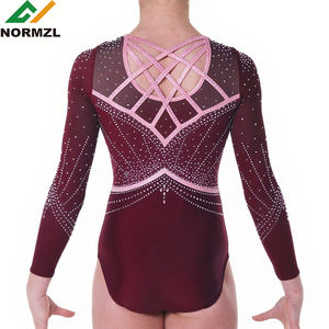 Зеленые и розовые гимнастические трико с длинным рукавом танцевальная команда балетное трико для взрослых женщин соревнование гимнастическая одежда - Product Image 4