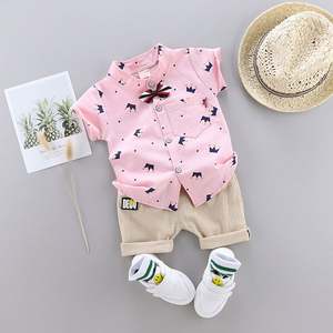 Conjunto de Ropa de Verano para Bebé Niño, 2 Piezas, Camisa con Corona, Diseño Moderno y Lindo, Venta al Por Mayor - Product Image 3