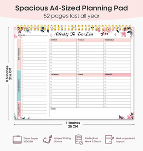 Nueva llegada personalizada 54 semanas cuaderno en espiral anual lista de tareas Bloc de notas diario organizador <span class=keywords><strong>Agenda</strong></span> libro planificador semanal diario - Product Image 2