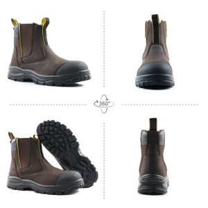 Chaussures de sécurité Chelsea Brown avec embout <span class=keywords><strong>en</strong></span> acier, professionnelles S1P SR, antistatiques, <span class=keywords><strong>en</strong></span> <span class=keywords><strong>cuir</strong></span> véritable <span class=keywords><strong>souple</strong></span>, bottes de travail - Product Image 2
