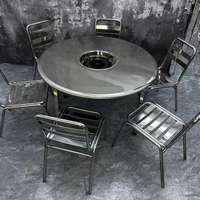 Table de barbecue personnalisable 2 6 places en acier inoxydable pour restaurant coréen Table ronde de restauration rapide de différentes tailles