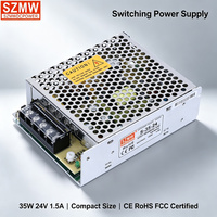 Catu Daya Switching AC DC Ukuran Mini Kompak S-35W-24V1.5A Bersertifikasi CE RoHS untuk Sistem Kontrol Sensor PLC Keamanan CCTV