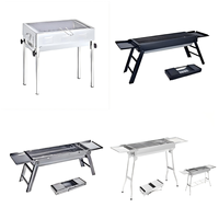 Barbecue à gaz portable pliable en acier inoxydable avec roues, table latérale, couvercle émaillé moderne, pour usage extérieur, camping, terrasse, propane, CE GS