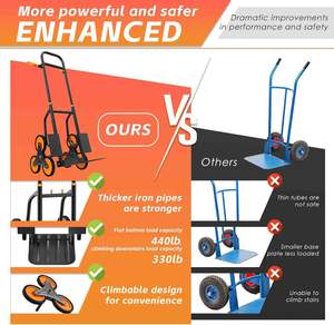 รถยกบันไดแบบใช้มือพับได้มี6ล้อท่อเหล็กหนาสำหรับบันได - Product Image 6
