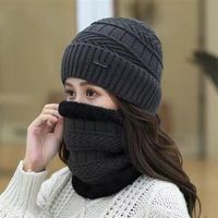 Gorro de Invierno para Hombre y Mujer, Gorro de Lana Tejido con Forro Polar Térmico, Suave y Cálido, Pasamontañas, Bufanda Calentadora de Cuello