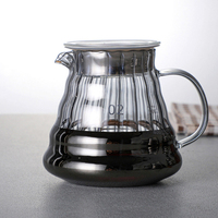 Juego de cafetera de vidrio ecológico de grado alimenticio moderno al por mayor para fabricantes, incluye filtro de papel, soporte de nogal y embudo de silicona