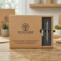 XJY, venta al por mayor, respetuoso con el medio ambiente, logotipo impreso personalizado, Marrón cartón, papel Kraft, carpetas abiertas para el vientre, forro de esponja en relieve