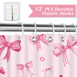 Cortina de Ducha Rosa de 72 x 72 Pulgadas, Linda Cortina de Ducha con Lazo, Cortina de Ducha Moderna con 12 Ganchos, Cortinas Elegantes para el <span class=keywords><strong>Baño</strong></span> - Product Image 3