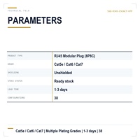 Connecteur modulaire RJ45 Cat5e Cat6 Cat7 8P8C à tête cristalline UTP non blindé pour câble réseau Ethernet LAN, en vrac, 1000 cycles de raccordement