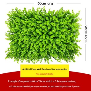 Autocollant mural décoratif en herbe artificielle et plantes vertes avec fond d'image de fleurs artificielles - Product Image 5