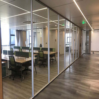Cloisons de bureau à une seule couche transparente à vue panoramique en aluminium pour bâtiment commercial