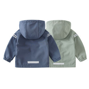 Vestes pour enfants OEM printemps et automne, vestes <span class=keywords><strong>softshell</strong></span> de couleur unie pour garçons, vestes imperméables pour enfants, avec intérieur en polaire fine - Product Image 2