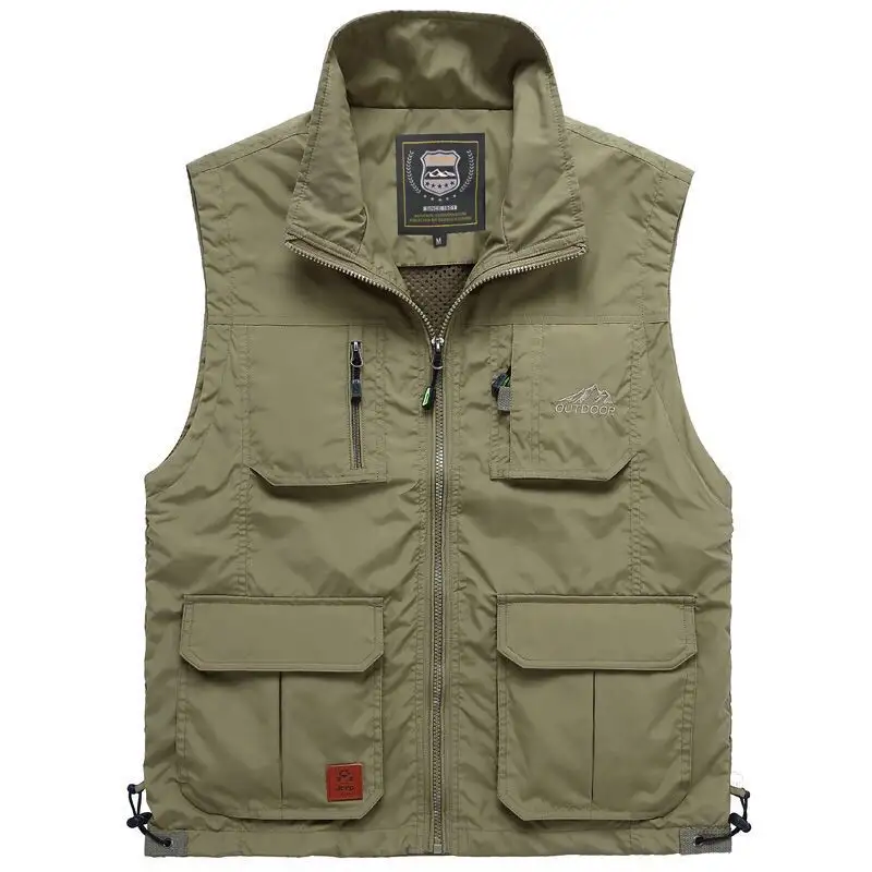 Casual Cardigan Travel Camouflage Mesh Men Vest Mesh With Multiple Pockets