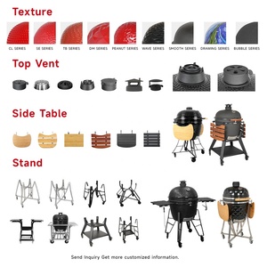 SEB <span class=keywords><strong>Kamado</strong></span> 24 ''Zoll Zwart <span class=keywords><strong>Bastard</strong></span> Barbecue au charbon de bois Barbecue en céramique pour l'extérieur, l'intérieur, la maison ou le jardin - Product Image 5